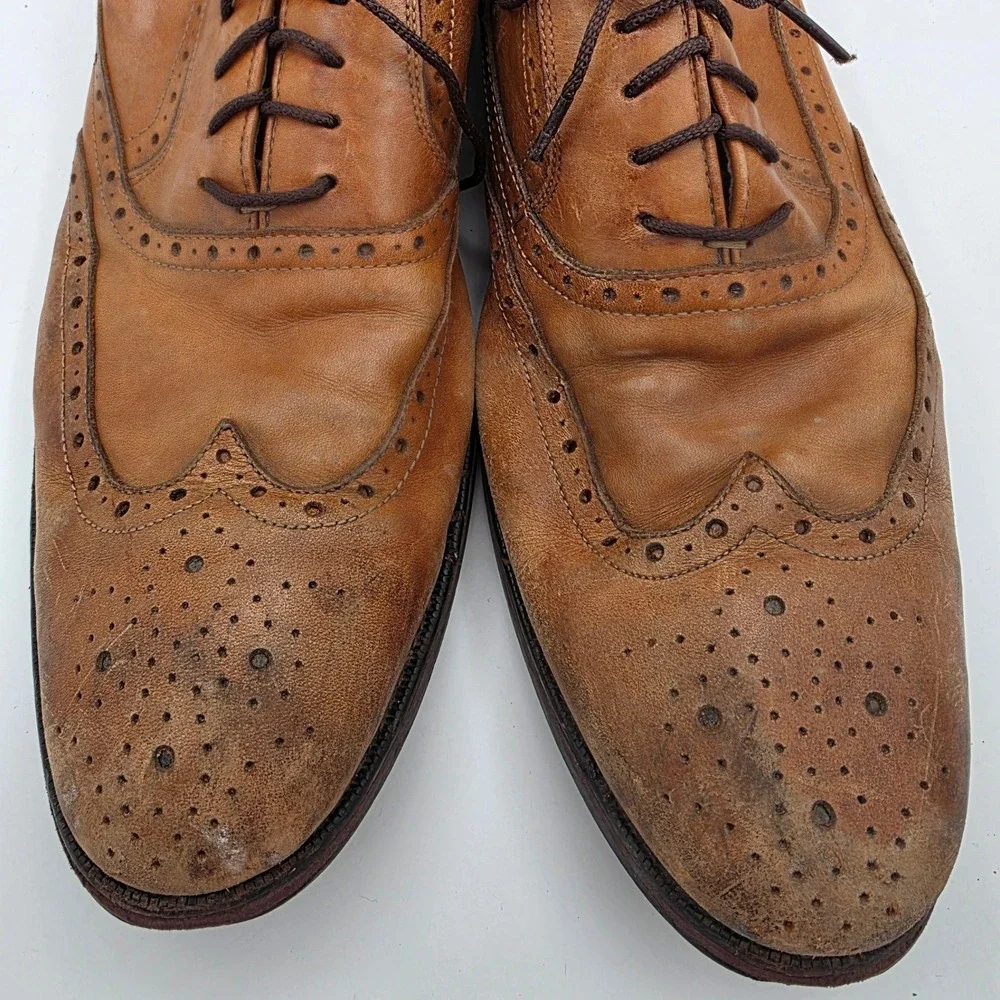 Johnston &‎ Murphy Mens Tan Leather Wingtip Brogue Oxford Shoes 20-3152 Size 9M